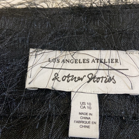 & OTHER STORIES BLACK PEPLUM HEM FEATHER BLOUSE. SIZE 10 - Picture 8 of 10